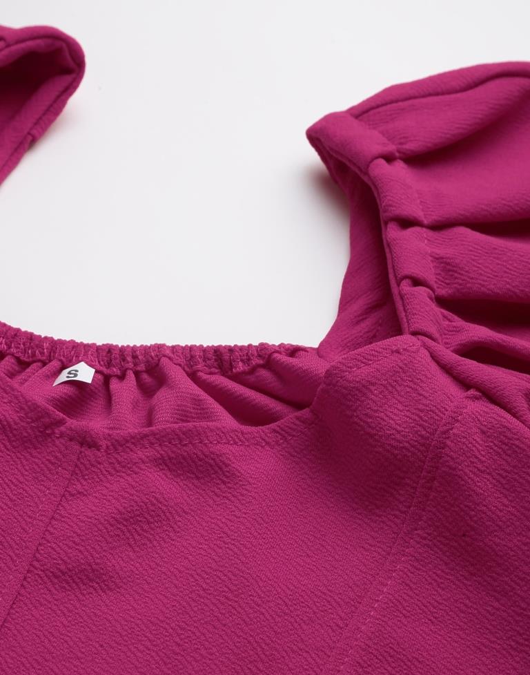 Magenta Puff Sleeve Top | Sudathi