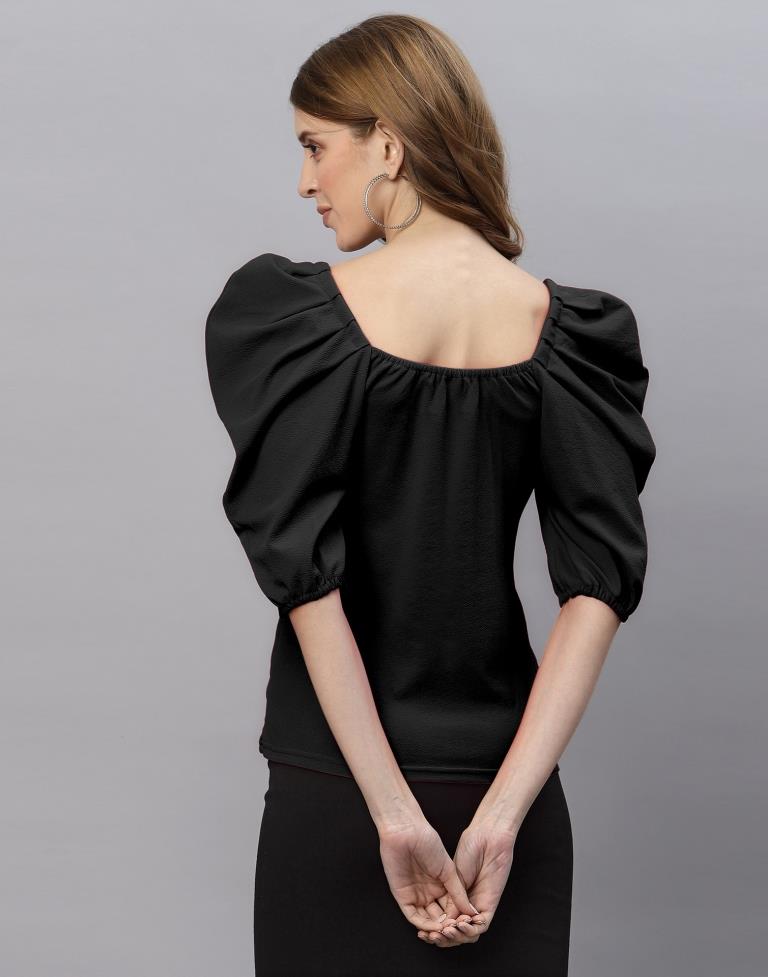 Black Puff Sleeve Top | Sudathi