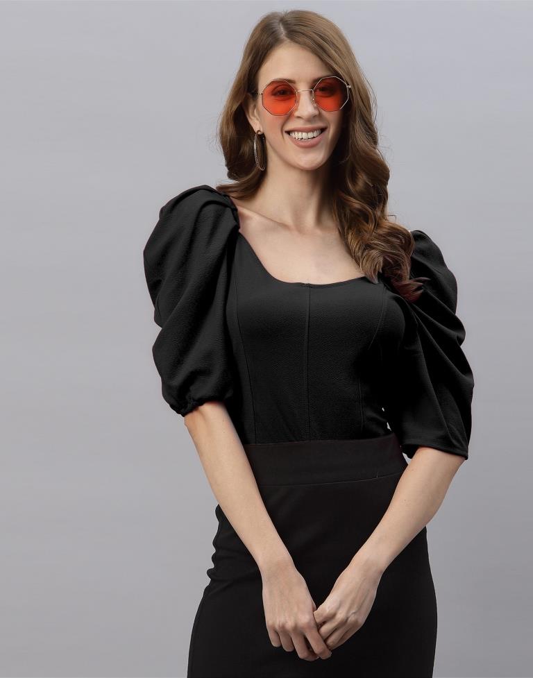 Black Puff Sleeve Top | Sudathi