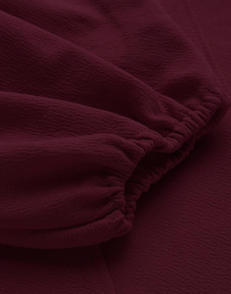 Maroon Puff Sleeve Top | Sudathi