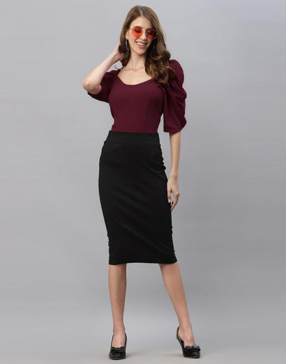 Maroon Puff Sleeve Top | Sudathi