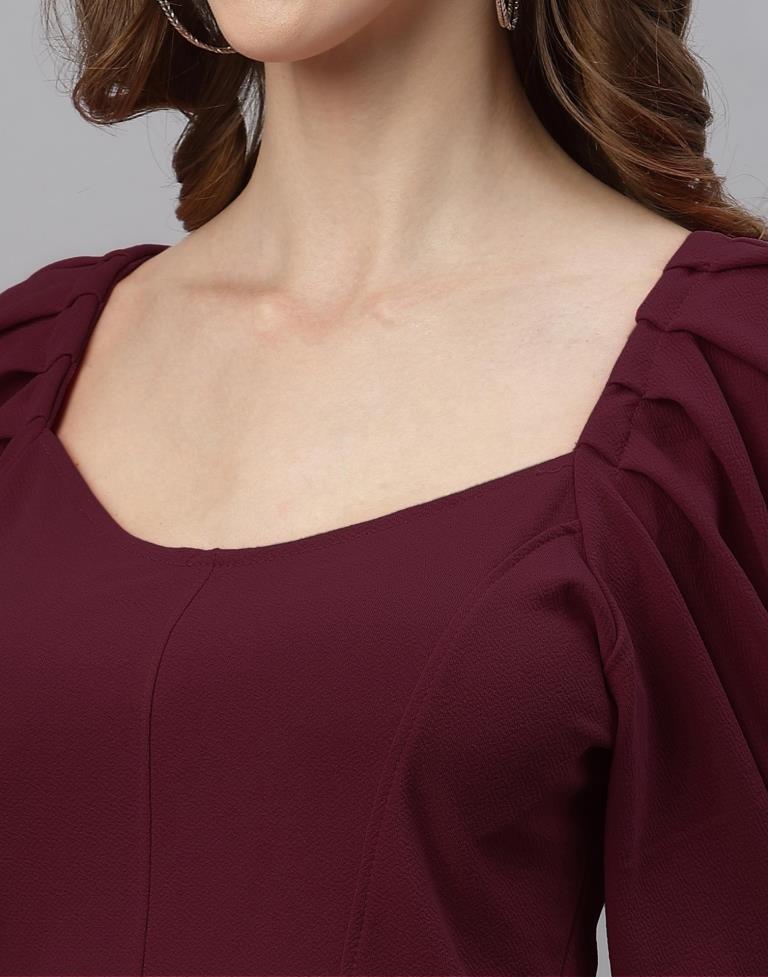 Maroon Puff Sleeve Top | Sudathi