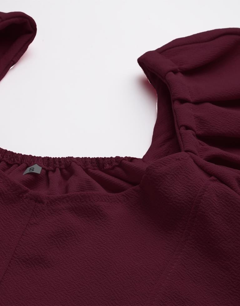 Maroon Puff Sleeve Top | Sudathi