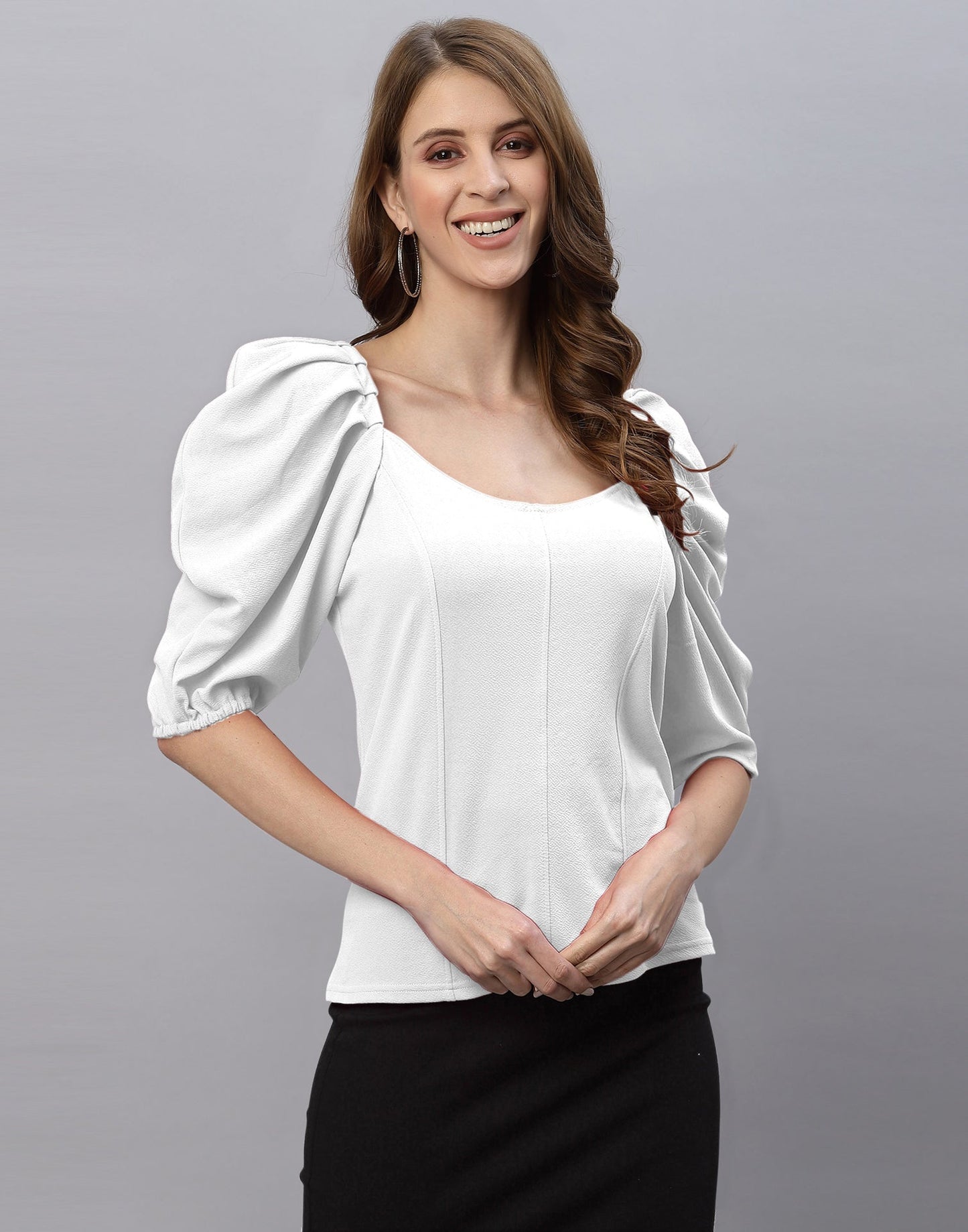 White Puff Sleeve Top | Sudathi