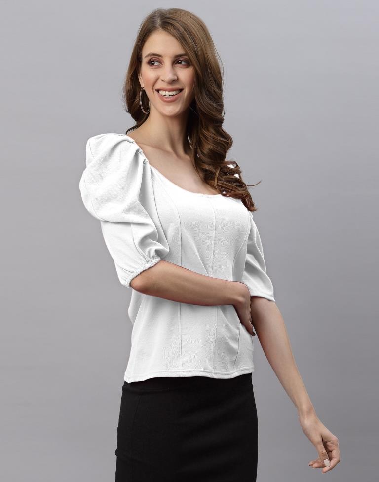 White Puff Sleeve Top | Sudathi