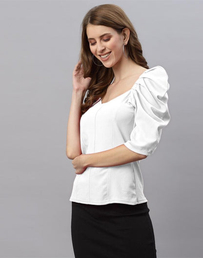 White Puff Sleeve Top | Sudathi