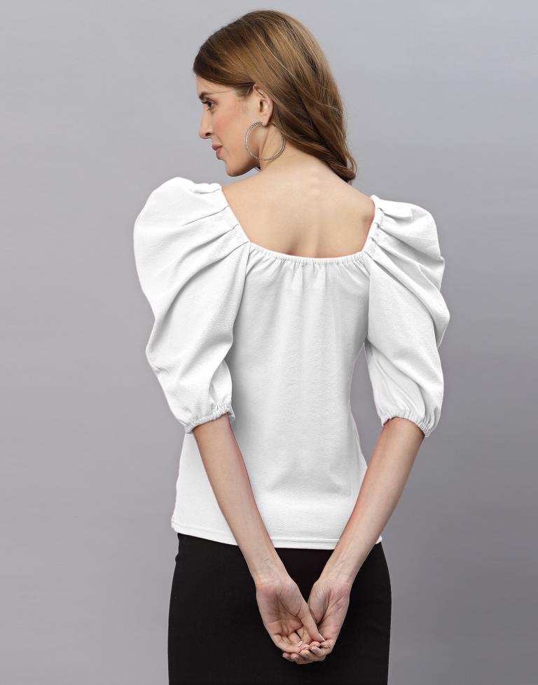 White Puff Sleeve Top | Sudathi