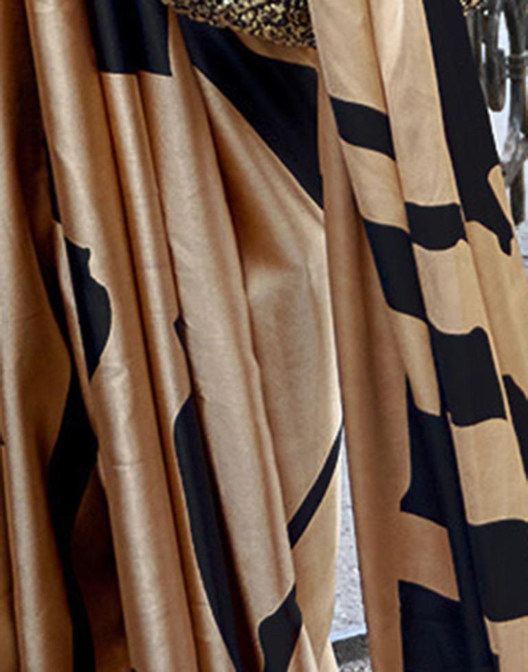 Light Beige  Printed Silk Saree