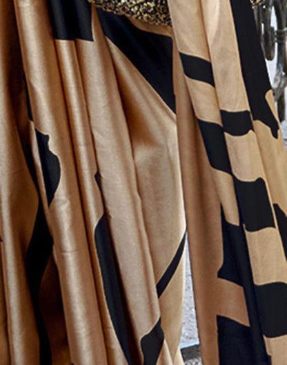 Light Beige  Printed Silk Saree