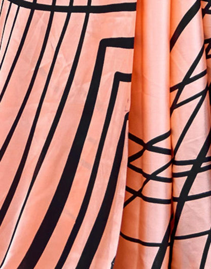 Peach Printed Silk Saree