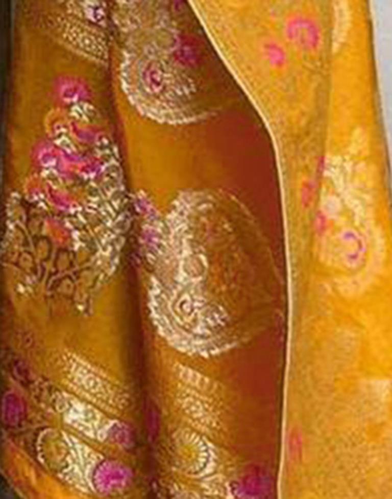 Turmeric Yellow Jacquard Silk Saree