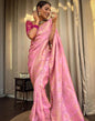Light Pink Jacquard Silk Saree