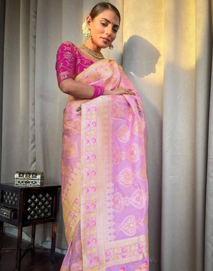 Lavender Jacquard Silk Saree