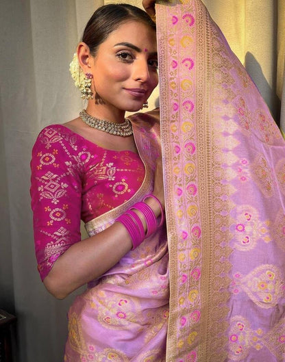 Lavender Jacquard Silk Saree