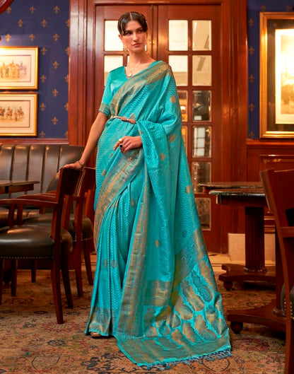 Sky Blue Jacquard Silk Saree