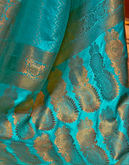 Sky Blue Jacquard Silk Saree