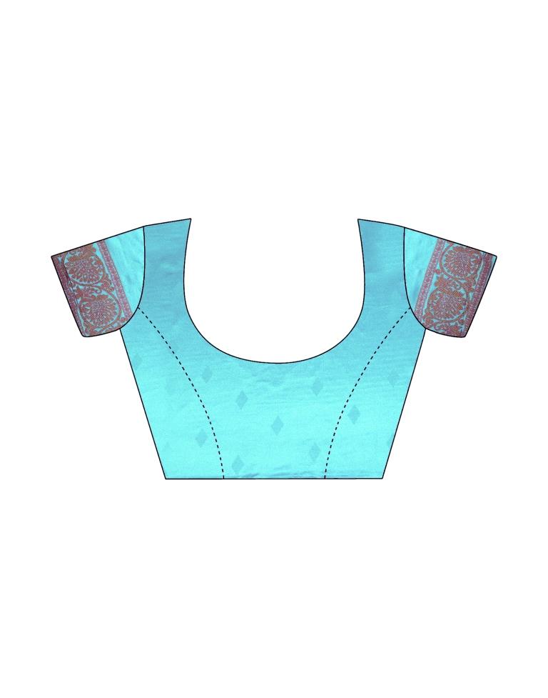 Sky Blue Jacquard Silk Saree