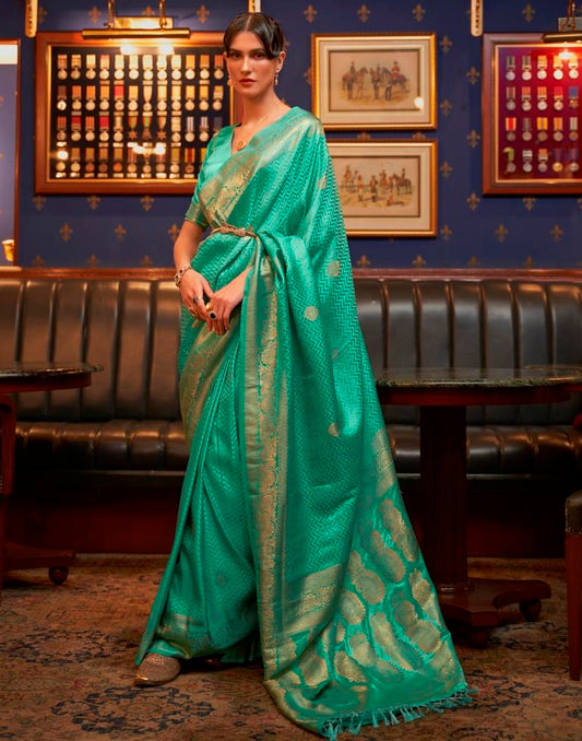 Mint Green Jacquard Silk Saree