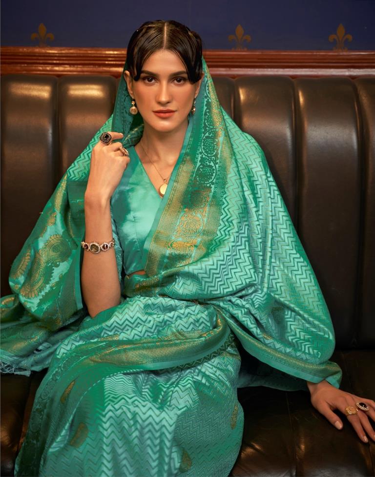 Mint Green Jacquard Silk Saree