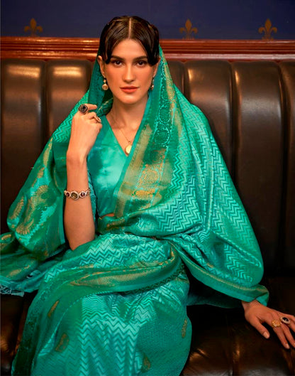 Mint Green Jacquard Silk Saree