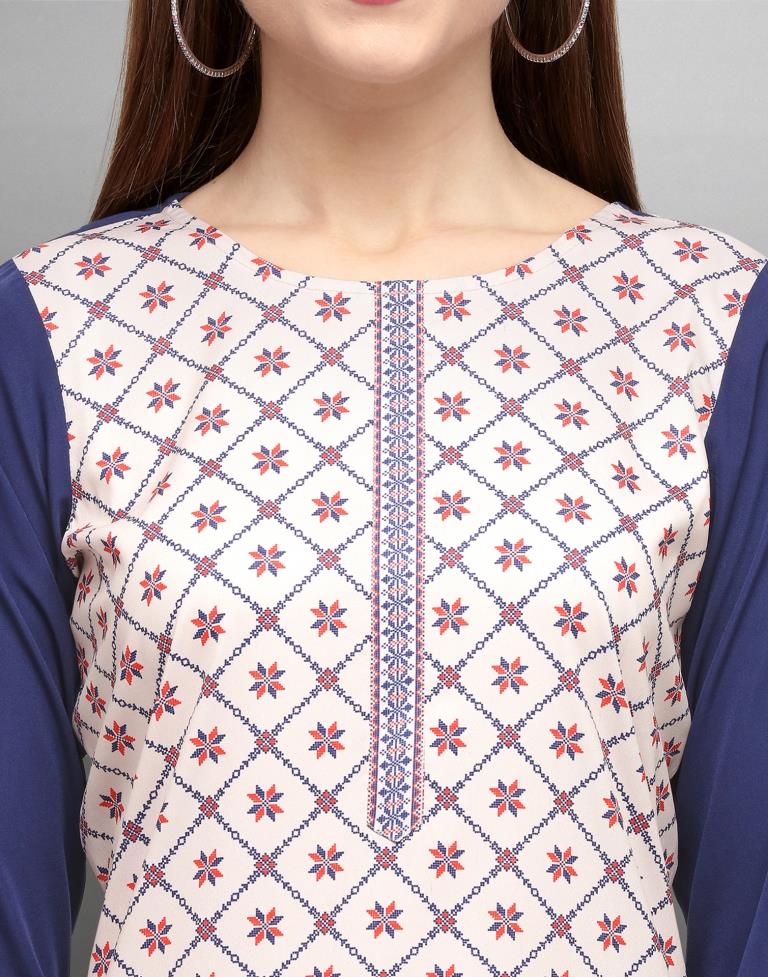 Beautiful Blue Printed Kurti | Leemboodi