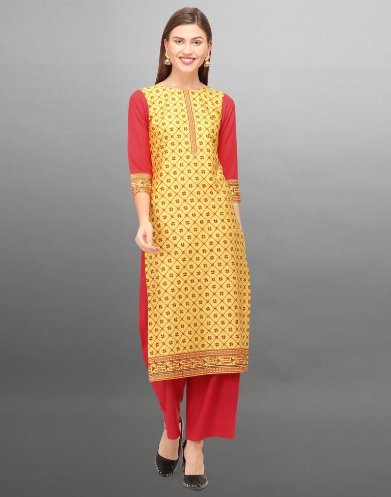 Refreshing Yellow Coloured Digital Printed Crepe Kurti | Leemboodi