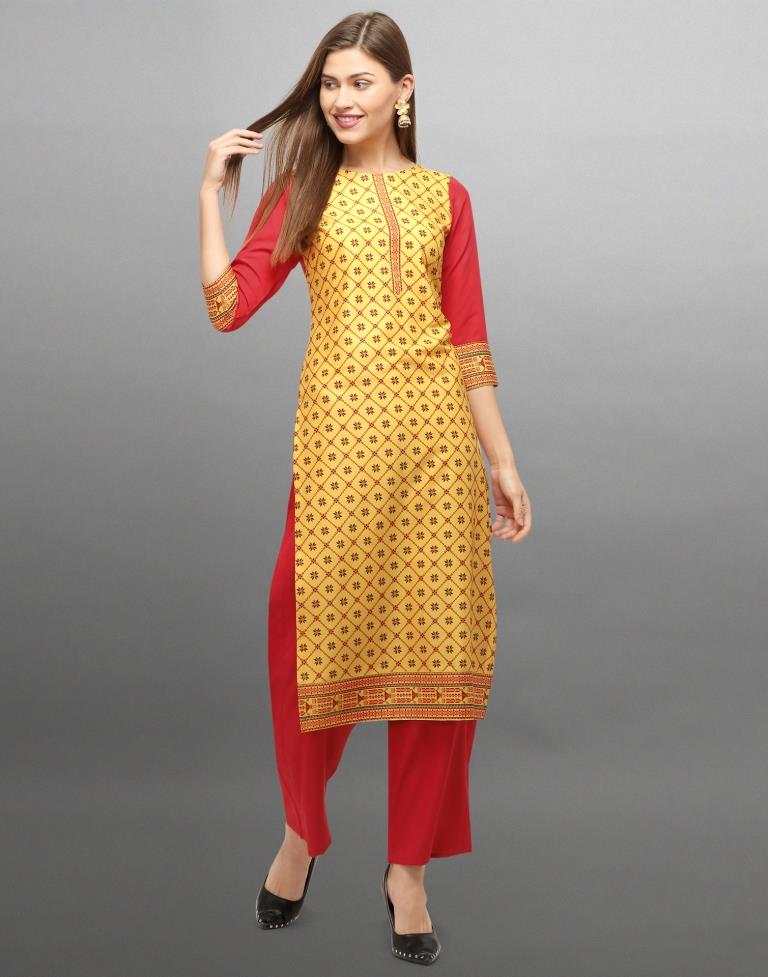 Refreshing Yellow Coloured Digital Printed Crepe Kurti | Leemboodi