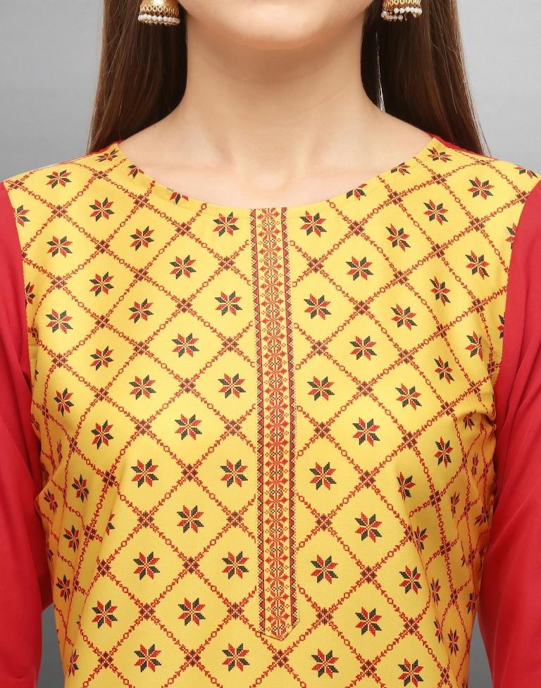 Refreshing Yellow Coloured Digital Printed Crepe Kurti | Leemboodi