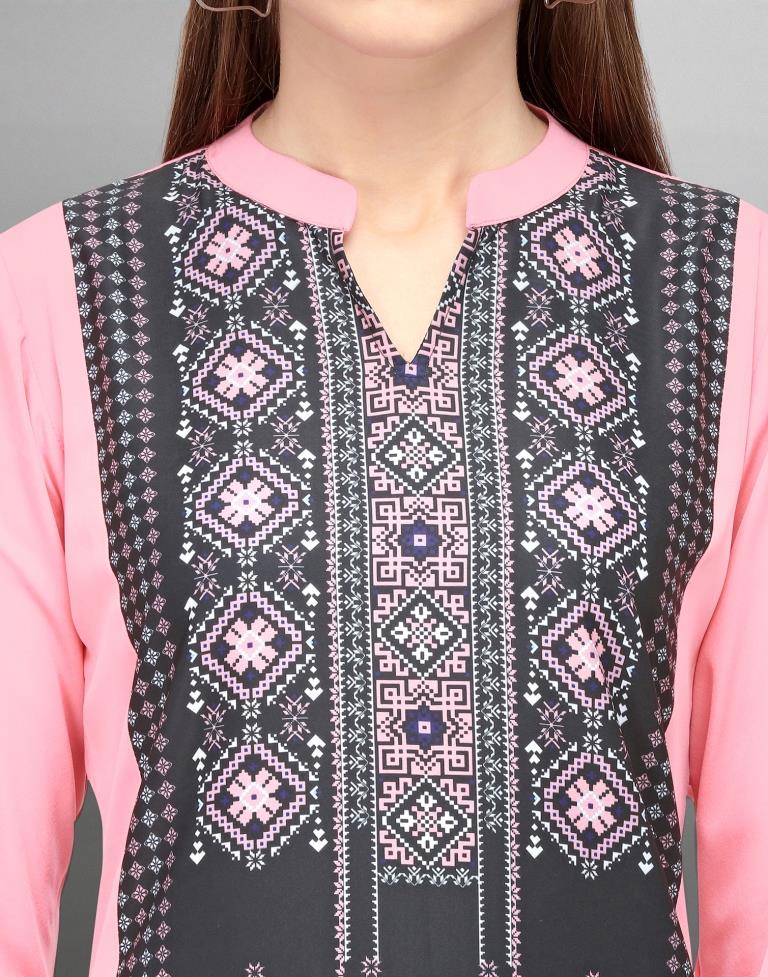 Pink Digital Printed Crepe Kurti | Sudathi