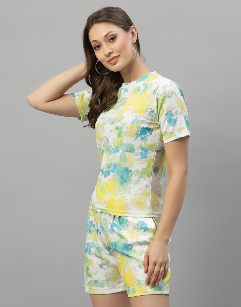 Green And Blue And White Tie and Dye Co-Ords Set | Sudathi