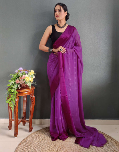 Ready to Wear Magenta Woven Georgette Saree