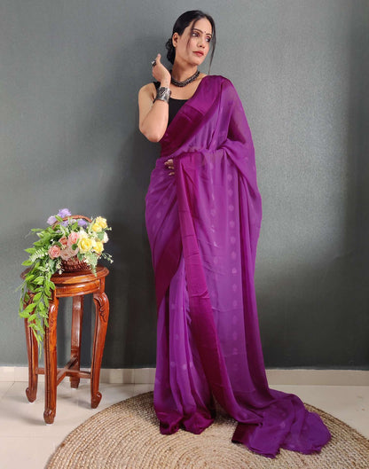 Ready to Wear Magenta Woven Georgette Saree