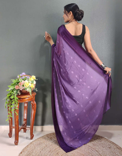 Ready to Wear Pastel Purple Woven Georgette Saree