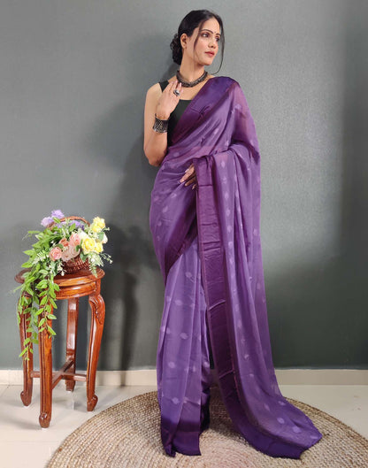 Ready to Wear Pastel Purple Woven Georgette Saree