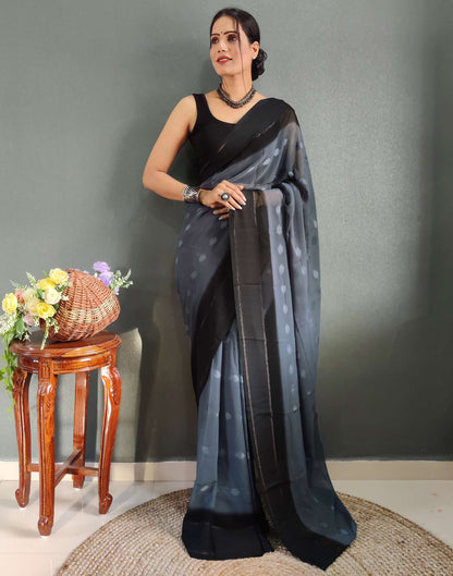 Ready to Wear Black Woven Georgette Saree