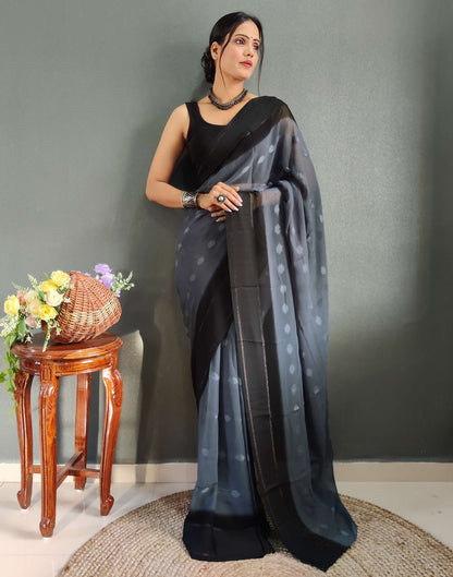 Ready to Wear Black Woven Georgette Saree