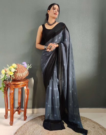 Ready to Wear Black Woven Georgette Saree