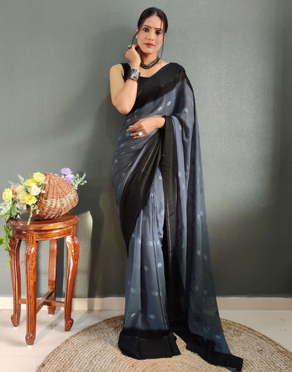 Ready to Wear Black Woven Georgette Saree