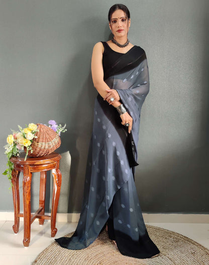 Ready to Wear Black Woven Georgette Saree