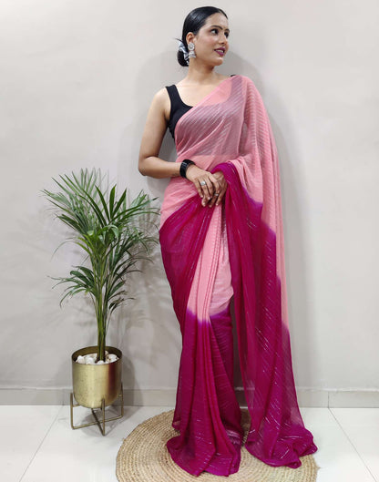 Ready to Wear Pink Woven Georgette Saree