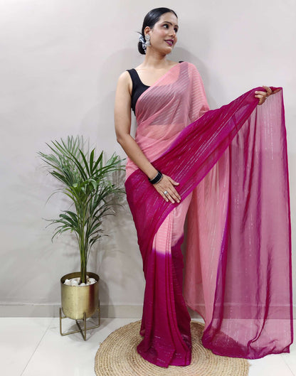 Ready to Wear Pink Woven Georgette Saree