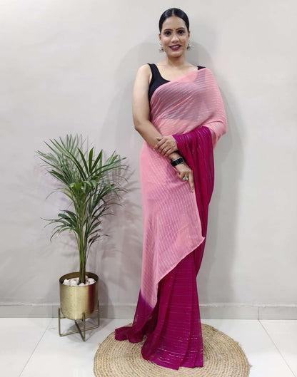 Ready to Wear Pink Woven Georgette Saree
