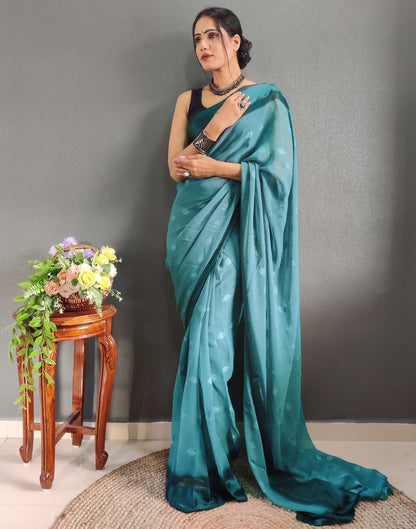 Ready to Wear Blue Woven Georgette Saree
