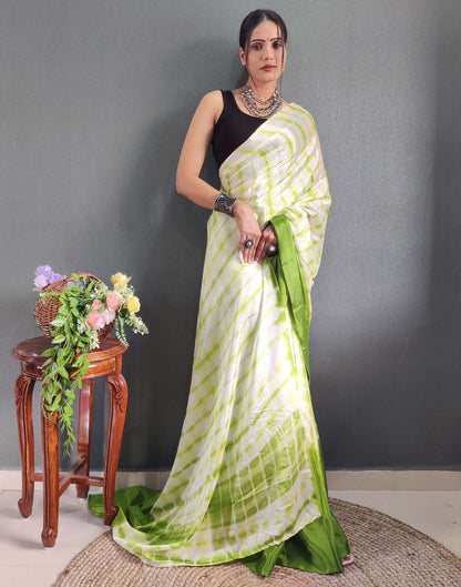 Ready to Wear Light Green Printed Silk Saree