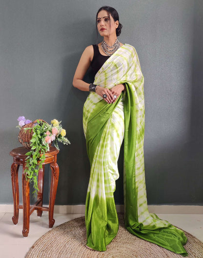 Ready to Wear Light Green Printed Silk Saree