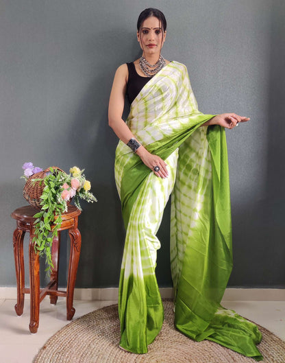 Ready to Wear Light Green Printed Silk Saree