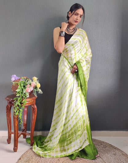 Ready to Wear Light Green Printed Silk Saree