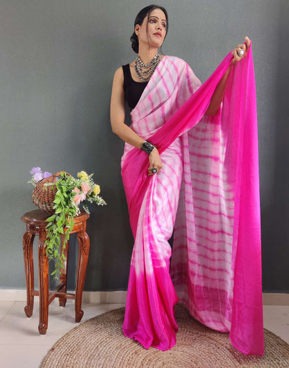 Ready to Wear Light Pink Printed Silk Saree