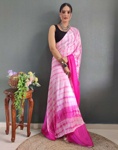 Ready to Wear Light Pink Printed Silk Saree