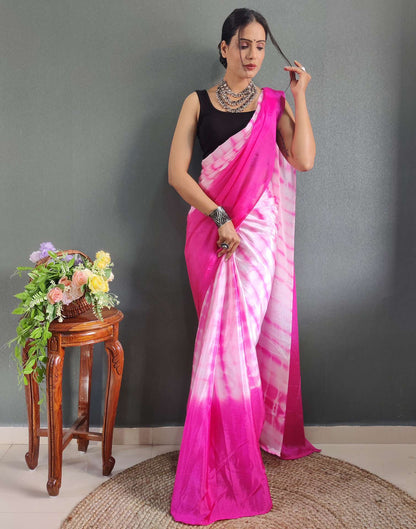 Ready to Wear Light Pink Printed Silk Saree